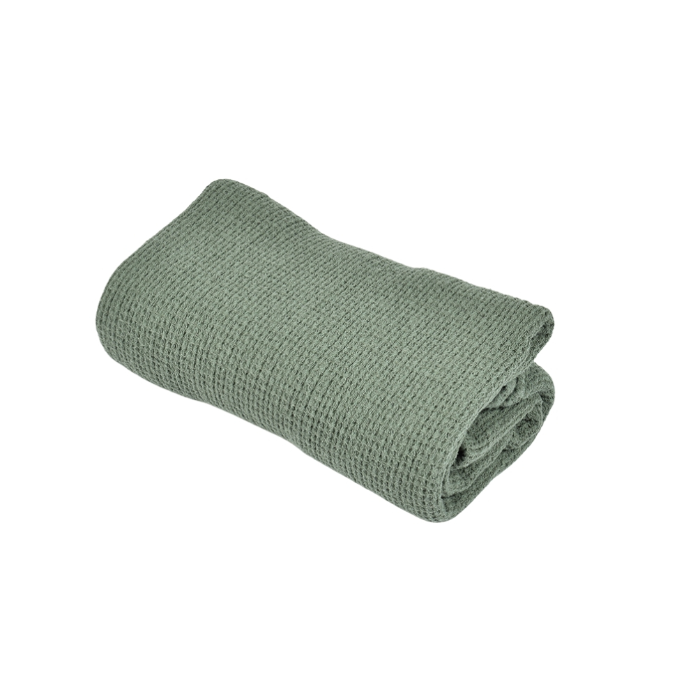 Waffle weave bath towel Dubysa in pale green color, several sizes