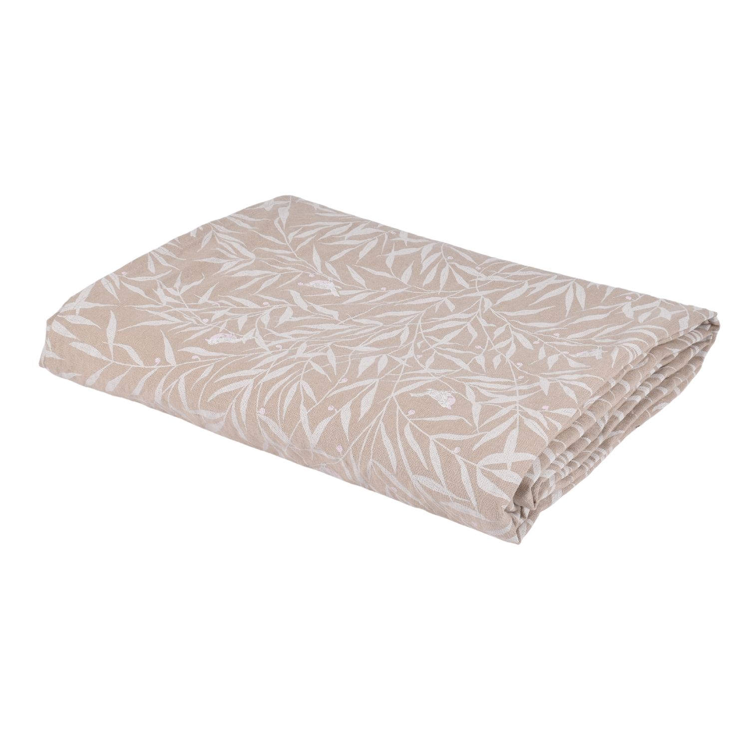 Linen tablecloth White garden in sand color, two sizes