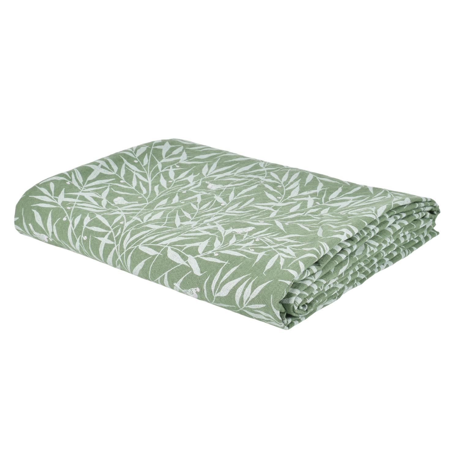 Linen tablecloth White garden in green color, 138X200 cm