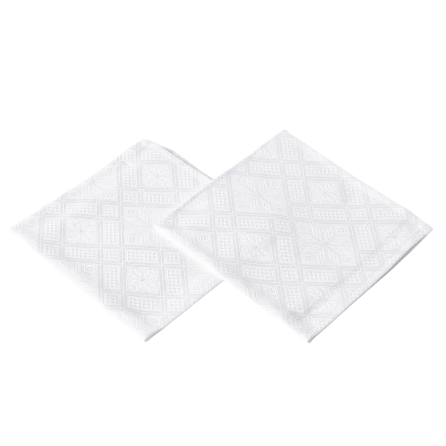 White jacquard linen napkins set Rhombus, 34X34 - 6 vnt.