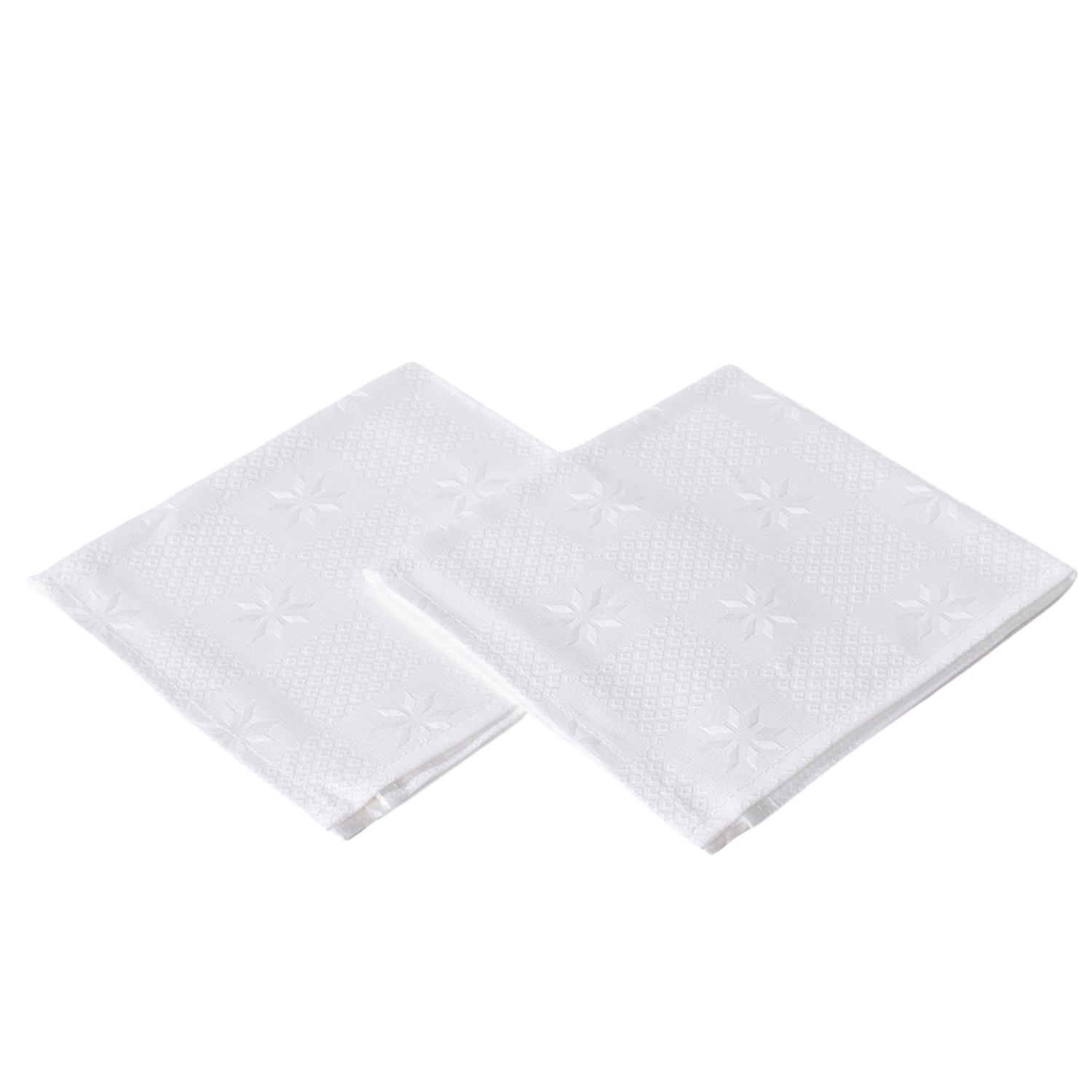 White jacquard linen napkins set Snowflakes, 34x34 cm, 6 pcs.