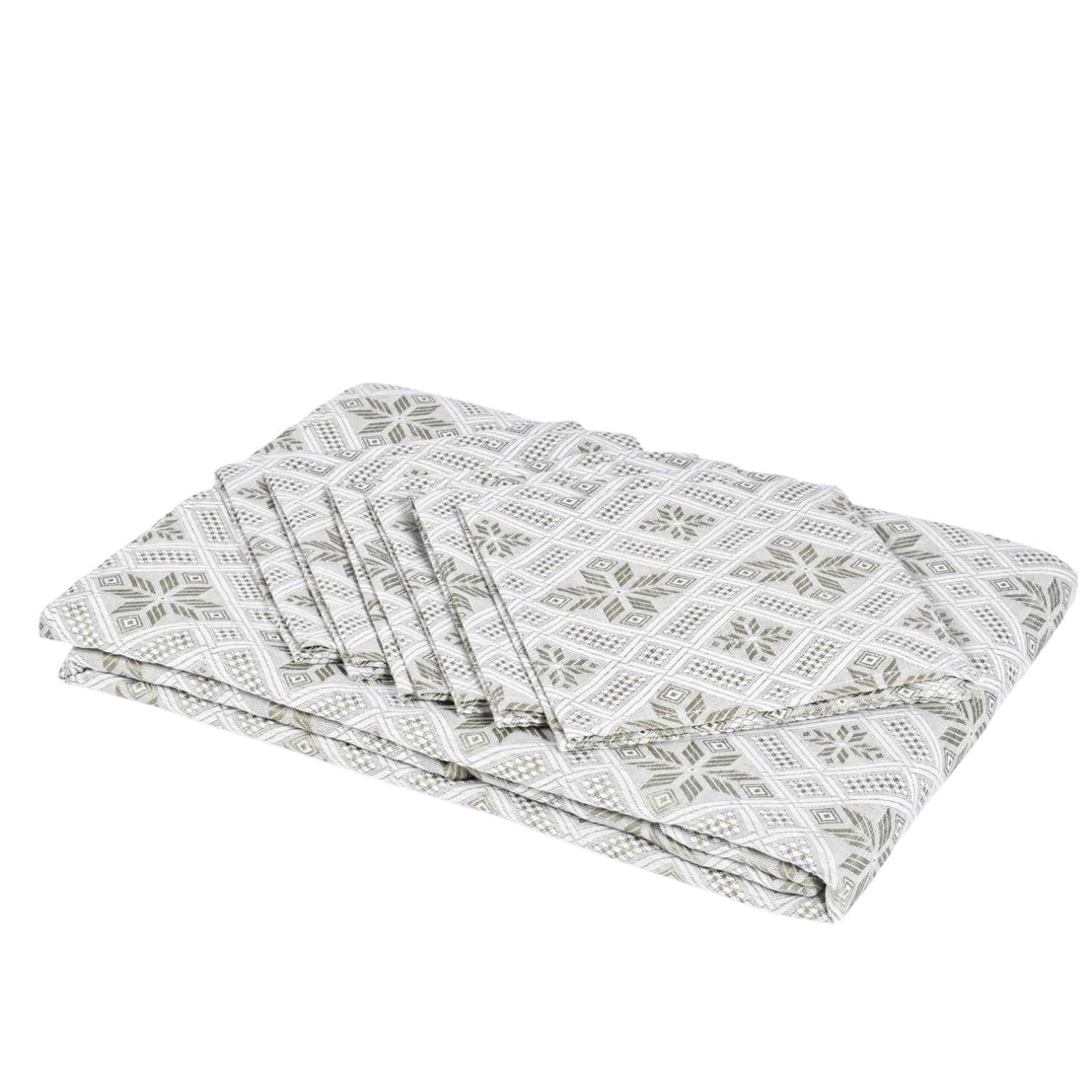 Gray jacquard tablecloth and napkin set Rhombus, 147X230; 34X34 - 6 pcs.