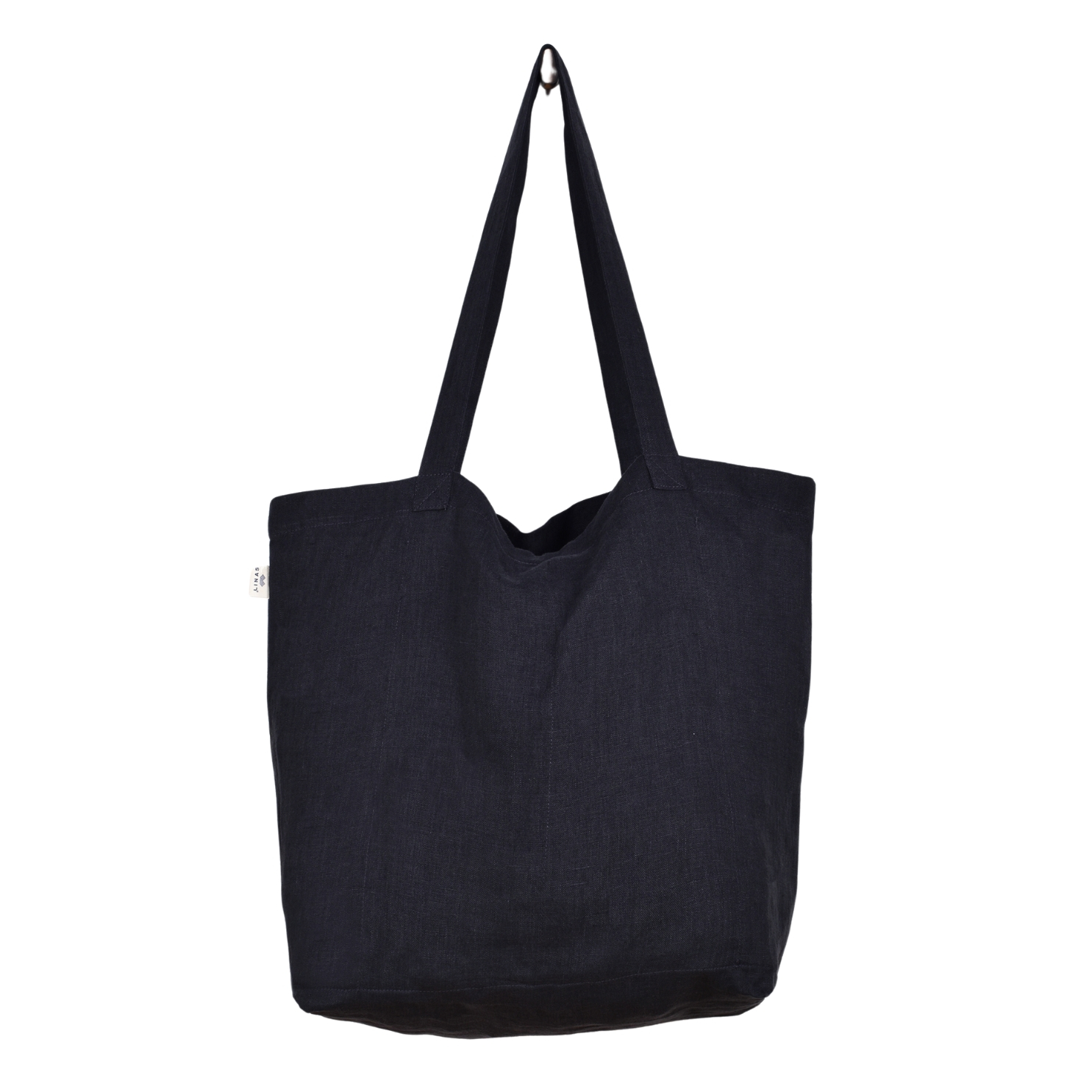 Dark gray linen shopping bag Reuse me (With sections)