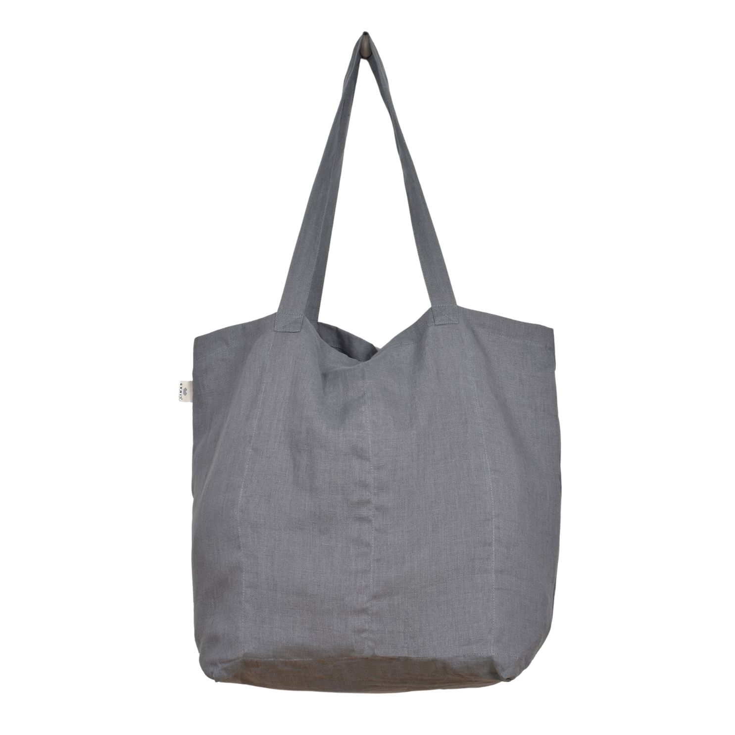 Gray linen shopping bag Reuse me (With sections)