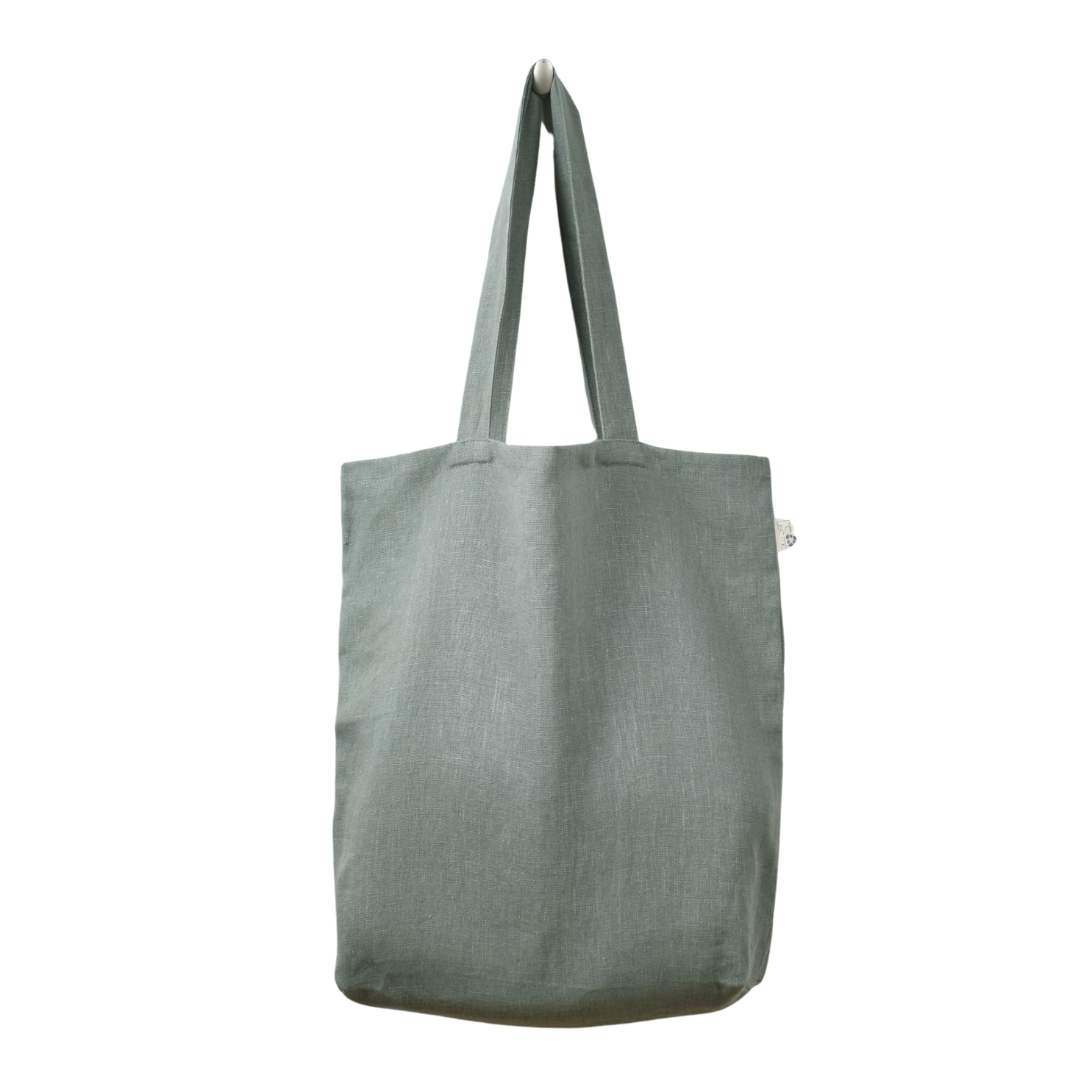 Linen shopping bag Reuse me in moss green (Medium size)