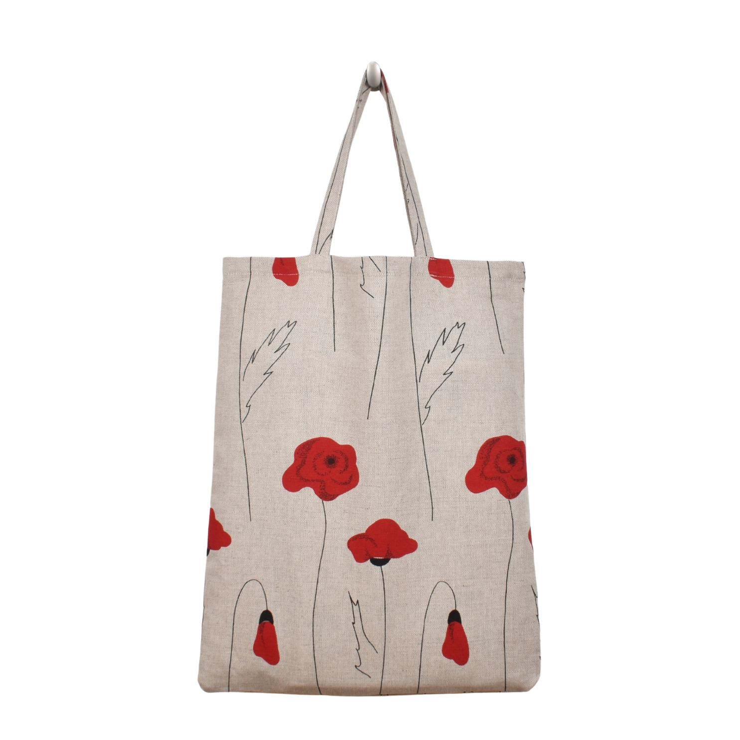 Linen shopping bag Red poppy