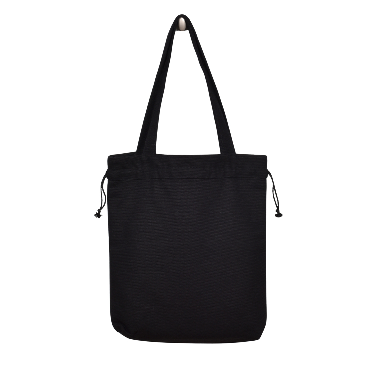 Linen drawstring bag in black color (small)