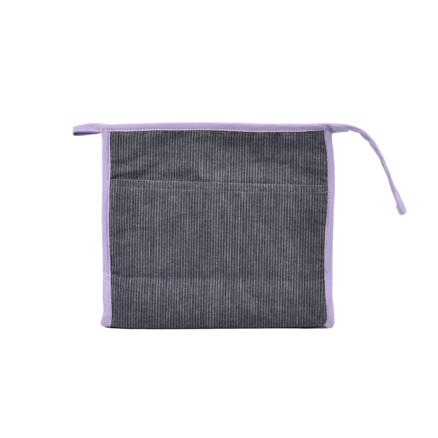 Light purple linen cosmetic bag in stripes