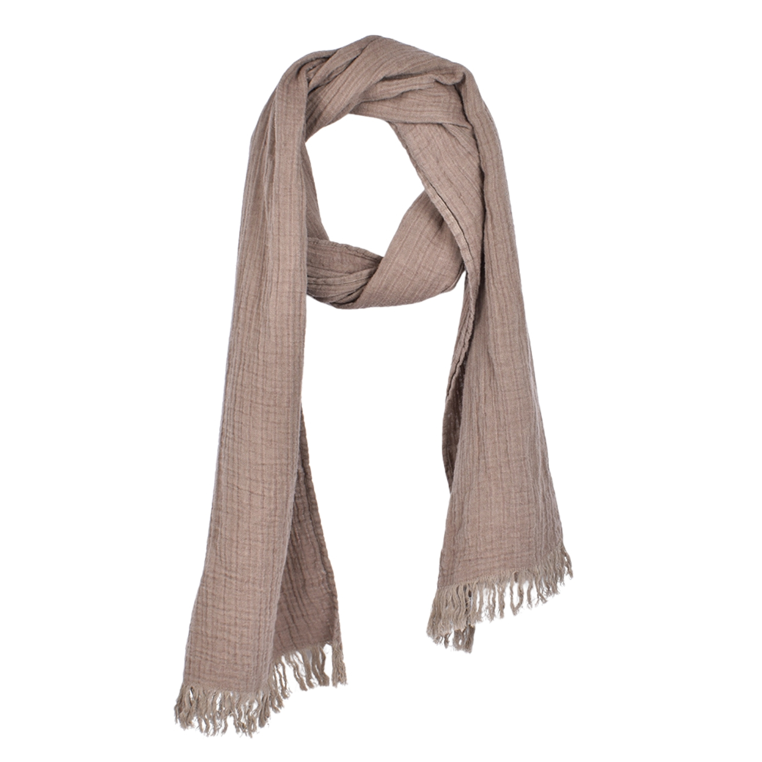 Scarf with fringes in brown color, 40x200 cm