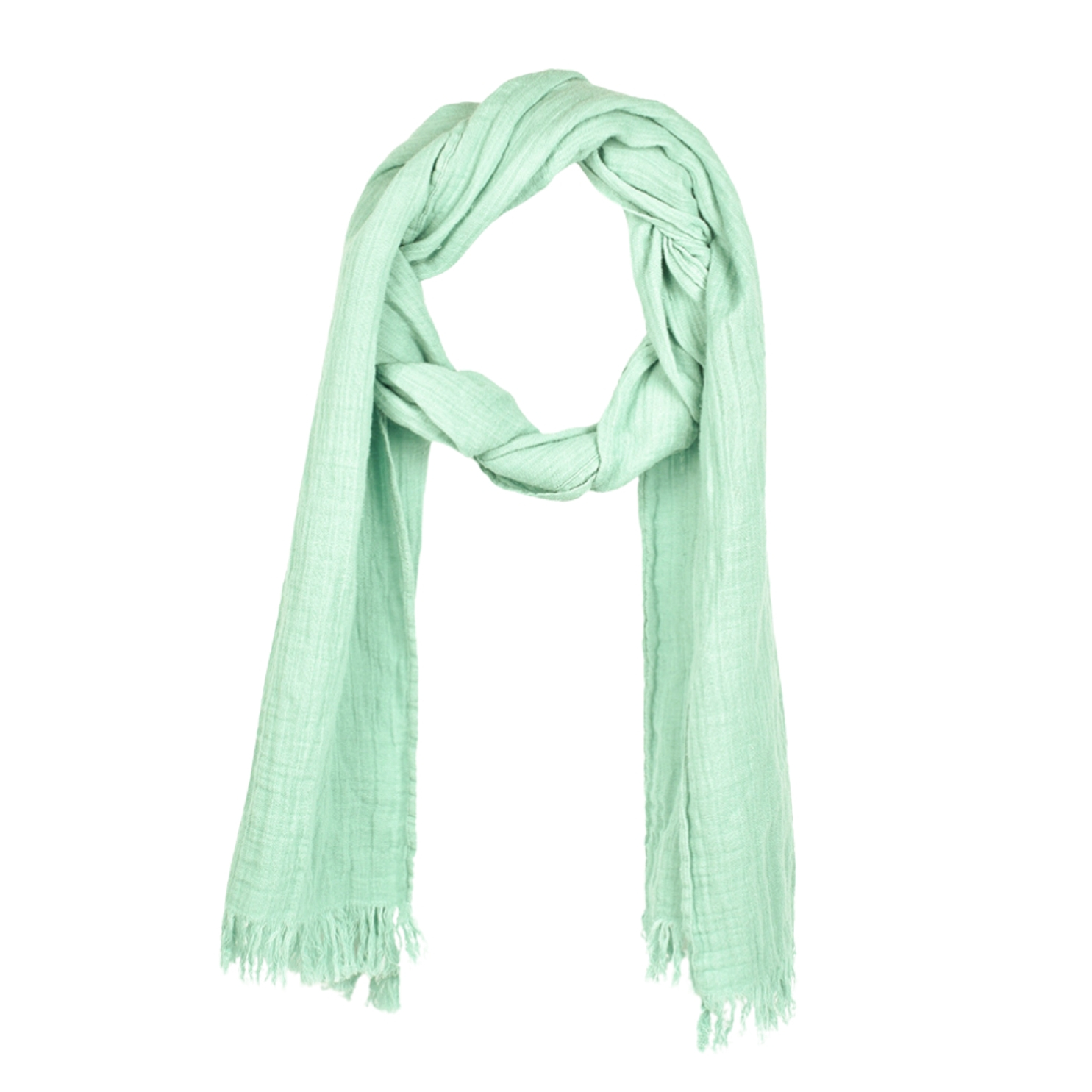 Scarf with fringes in mint color, 40x200 cm