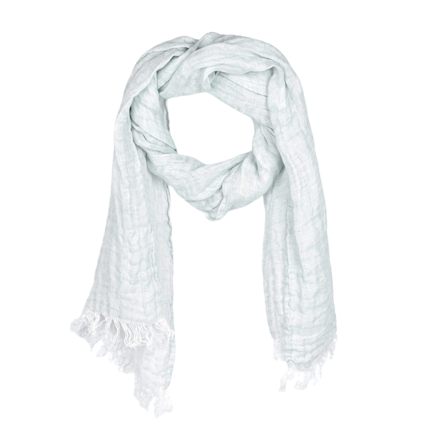 Pastel mint colour linen scarf, 44x185 cm