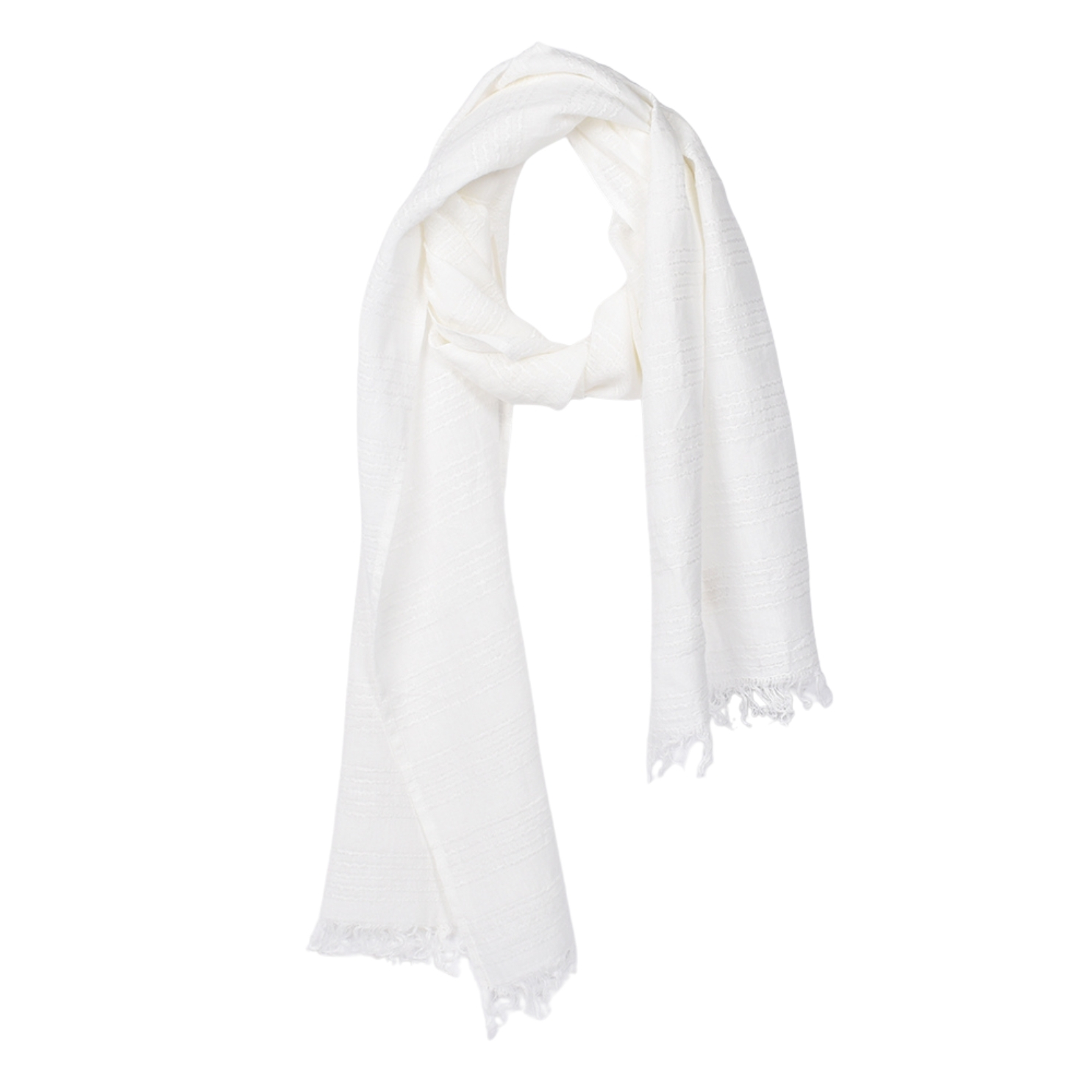 Striped scarf in white color