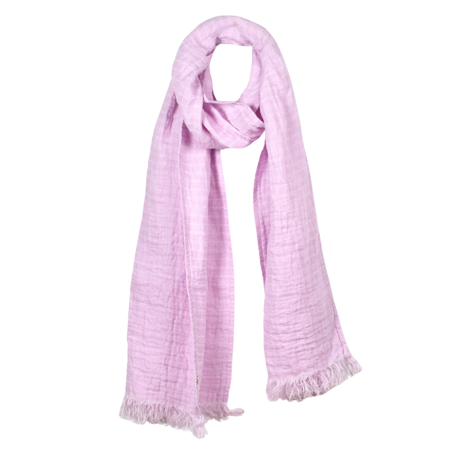 Lilac color linen scarf with fringes