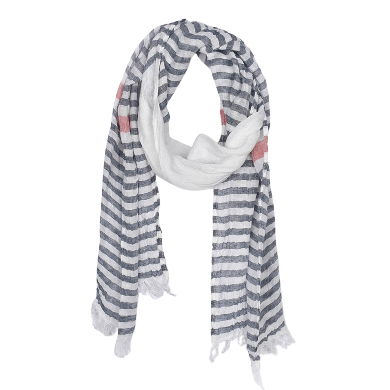 Striped linen scarf Sea