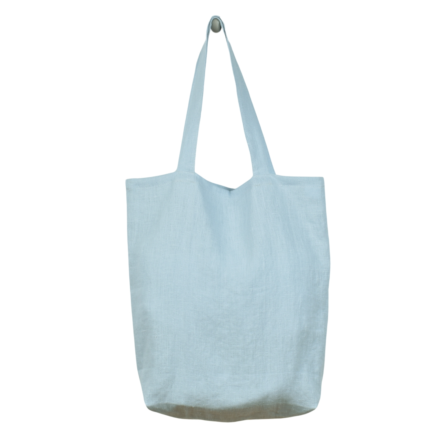 Linen shopping bag in light blue shade (medium size)