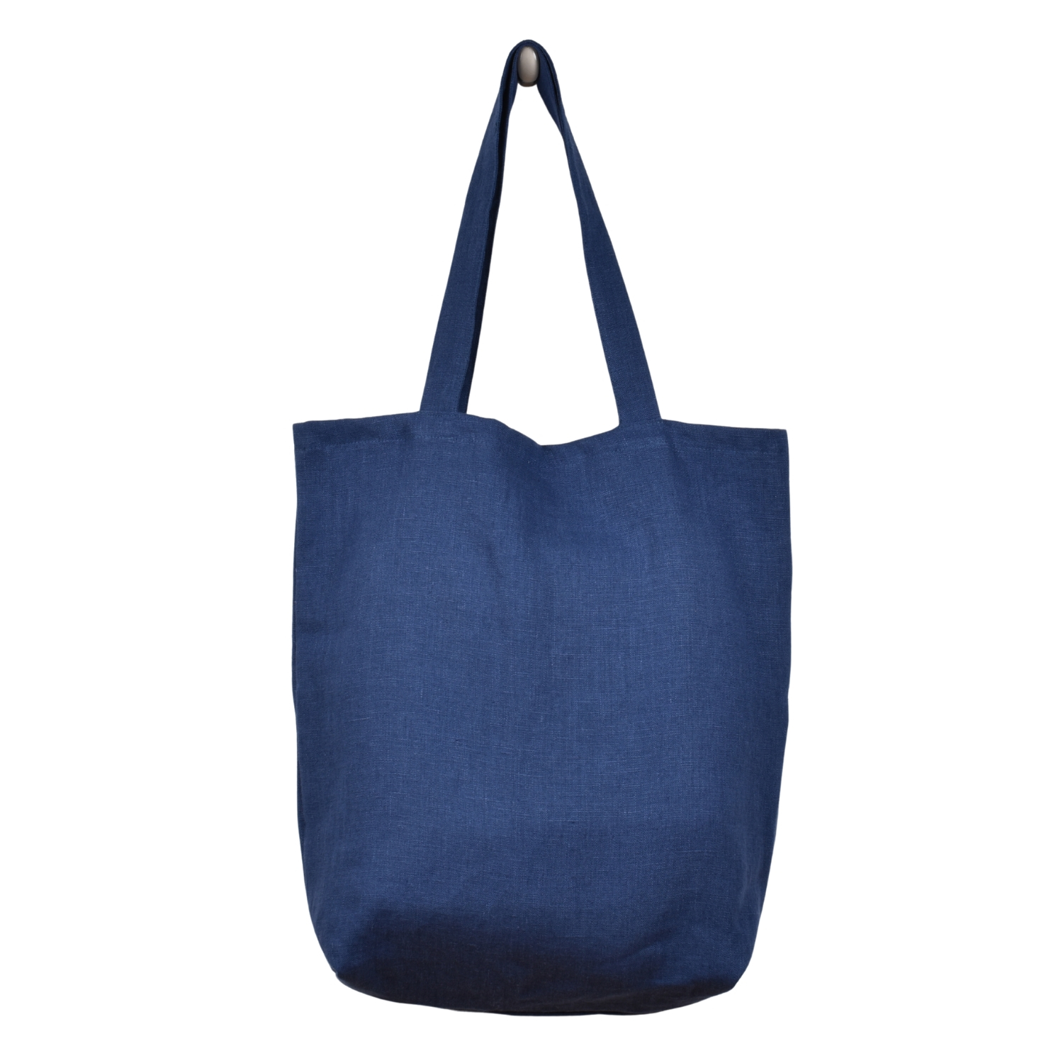 Linen shopping bag in dark blue shade (medium size)