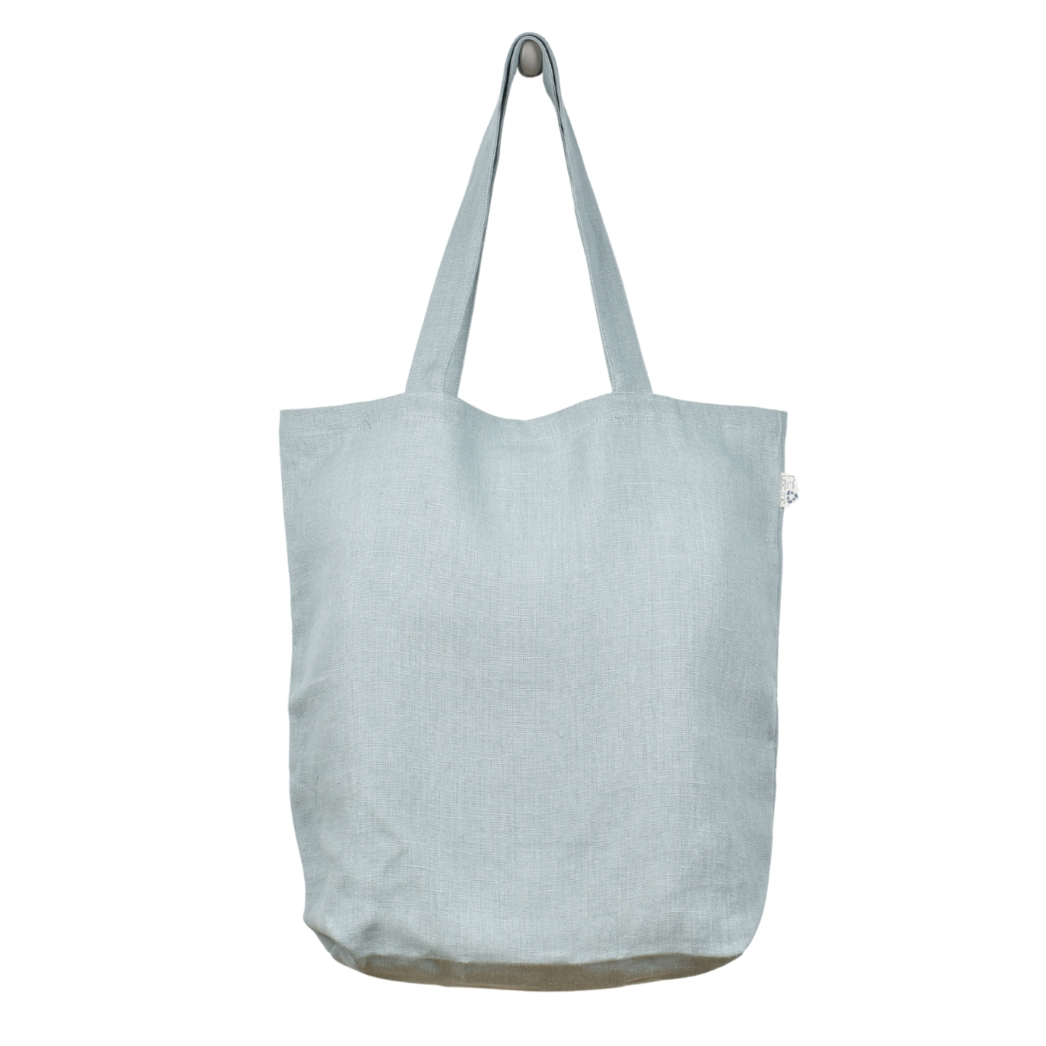 Linen shopping bag Reuse me in greyish blue colour (medium size)