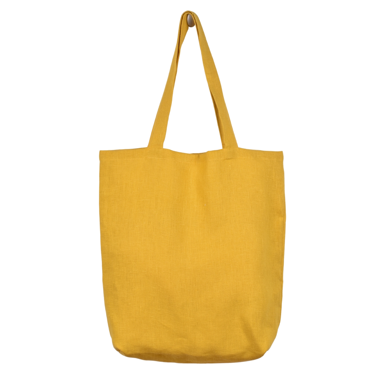 Linen shopping bag in yellow shade (medium size)