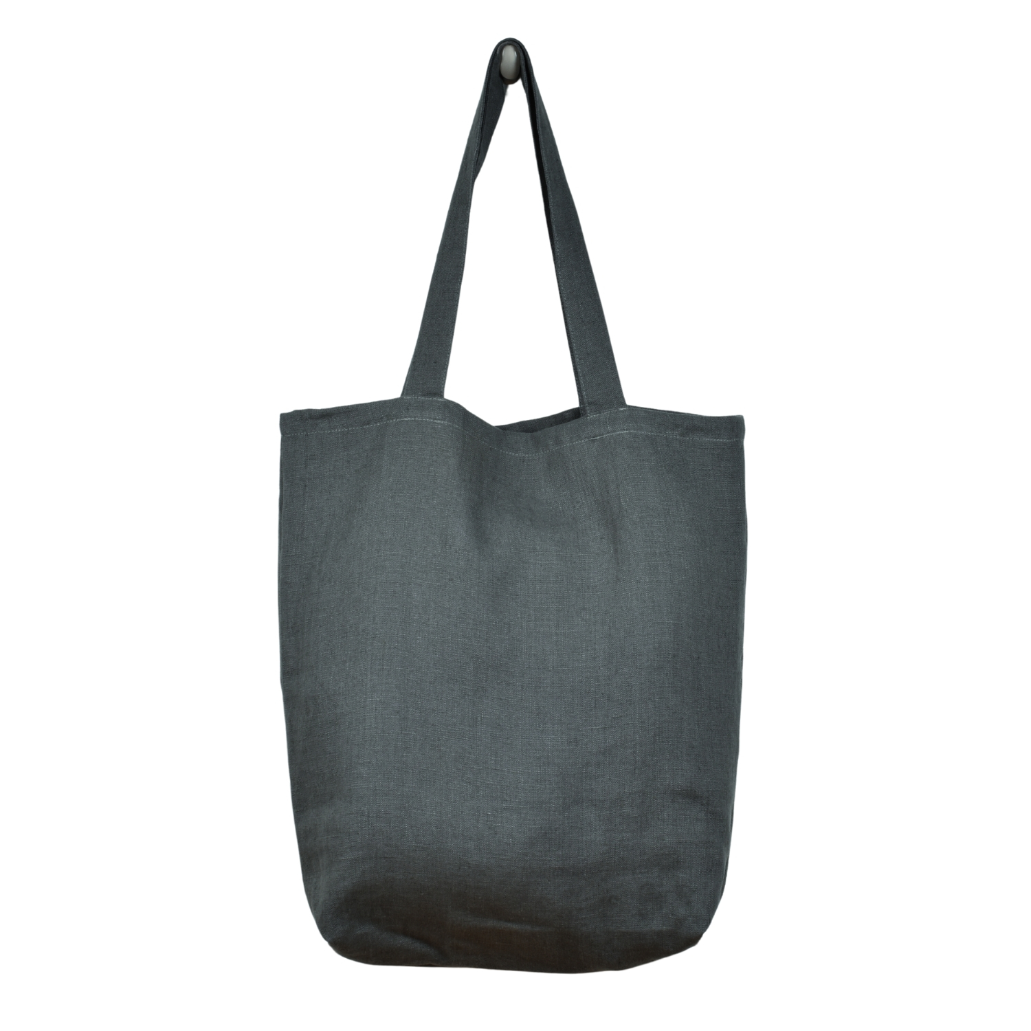 Linen shopping bag in dark grey shade (medium size)