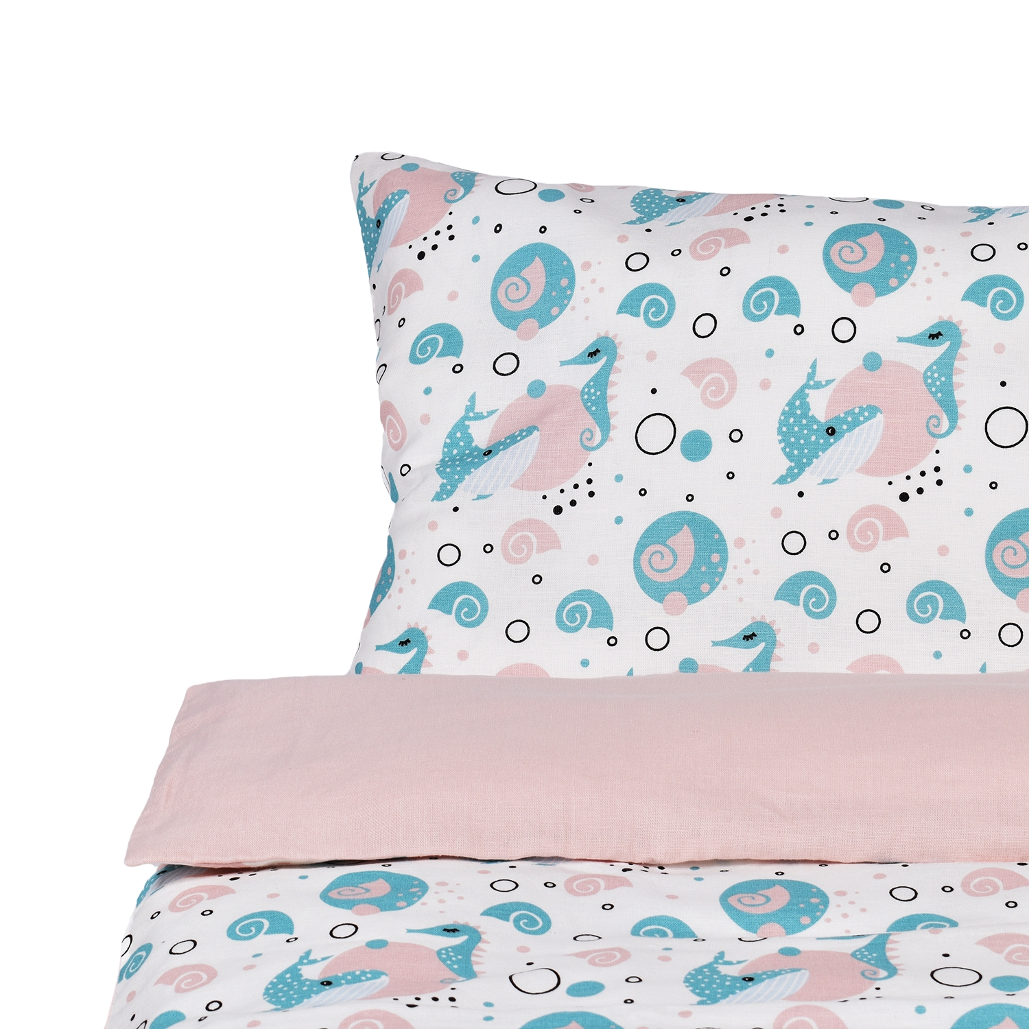 Kids pink bed set Sea fairy tale, two sizes