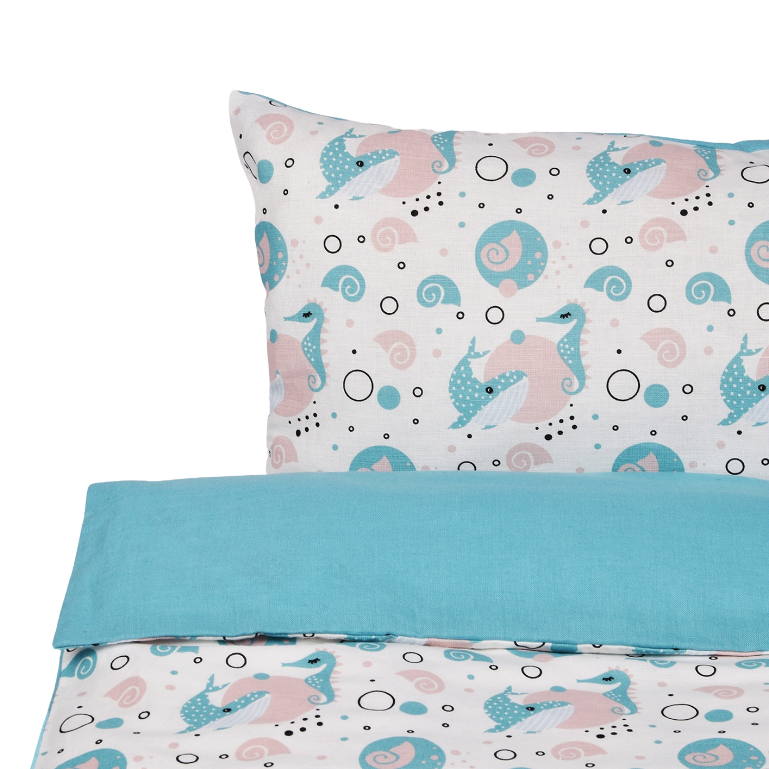 Kids blue bed set Sea fairy tale, two sizes