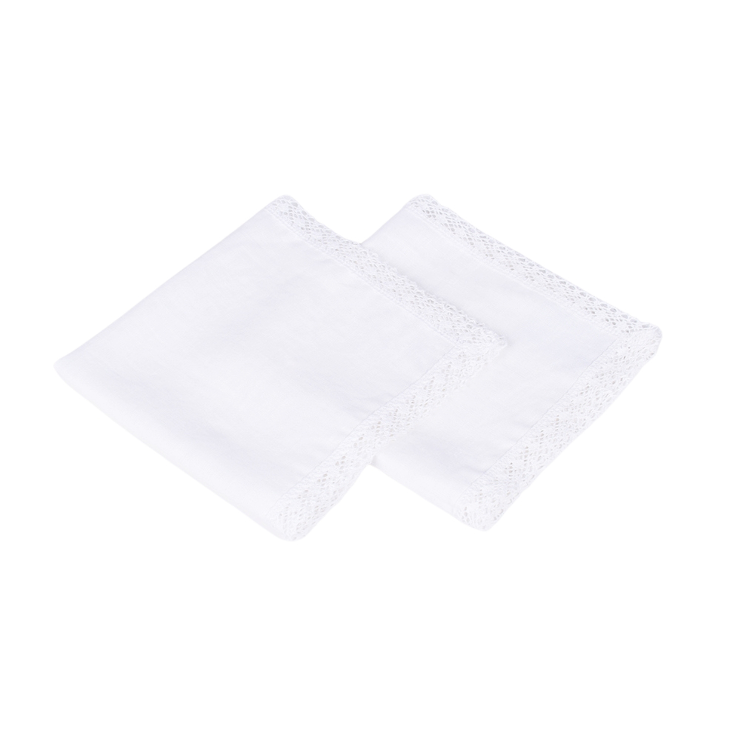 White colour pure linen napkins with lace set LINAS CLASSIC, 4 pcs.