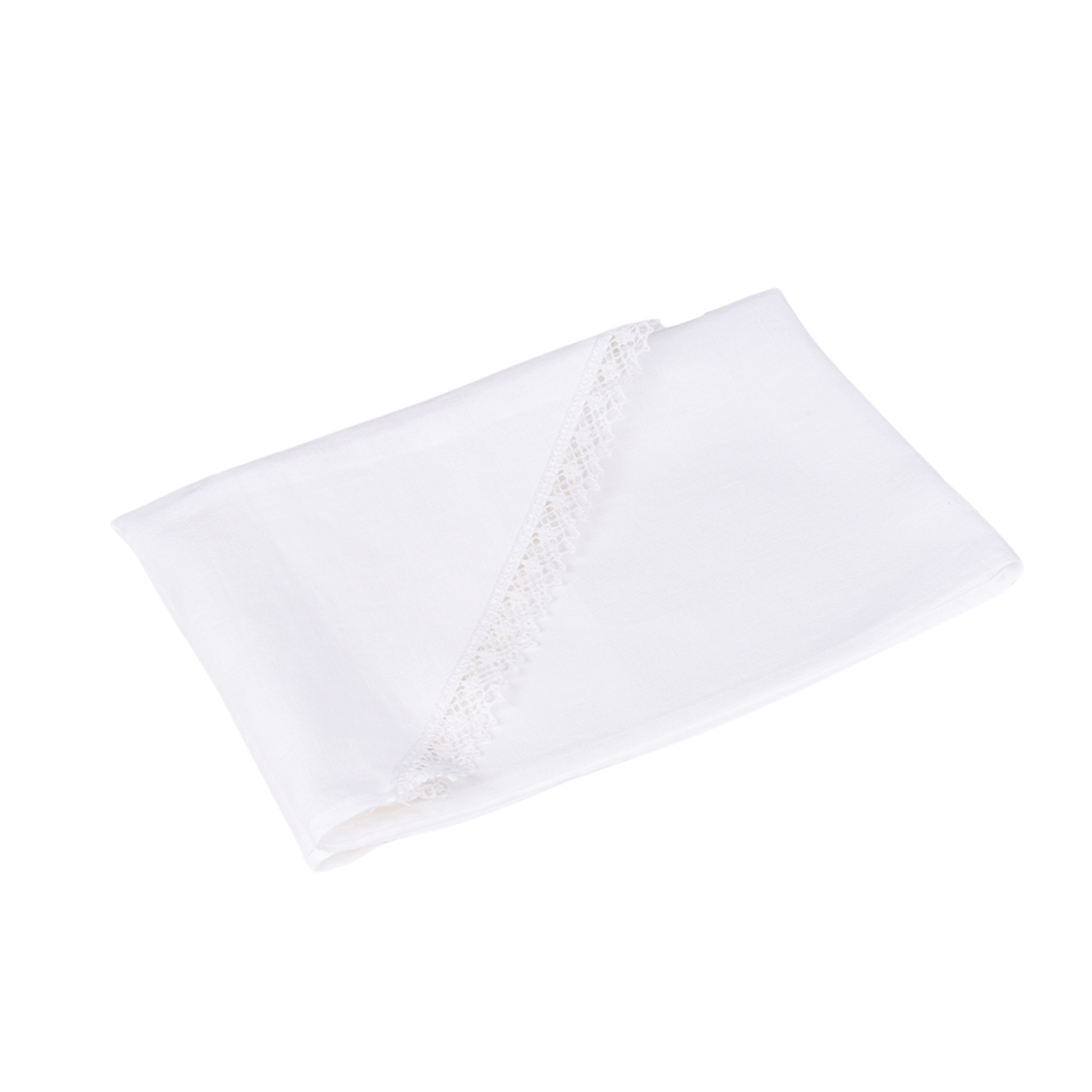 White colour pure linen runner with lace LINAS CLASSIC, 42X120 cm