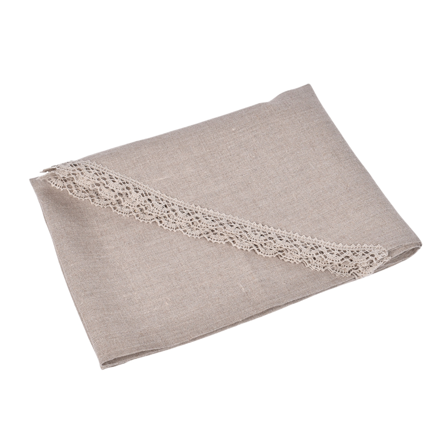 Natural colour pure linen runner with lace LINAS CLASSIC, 42X120 cm