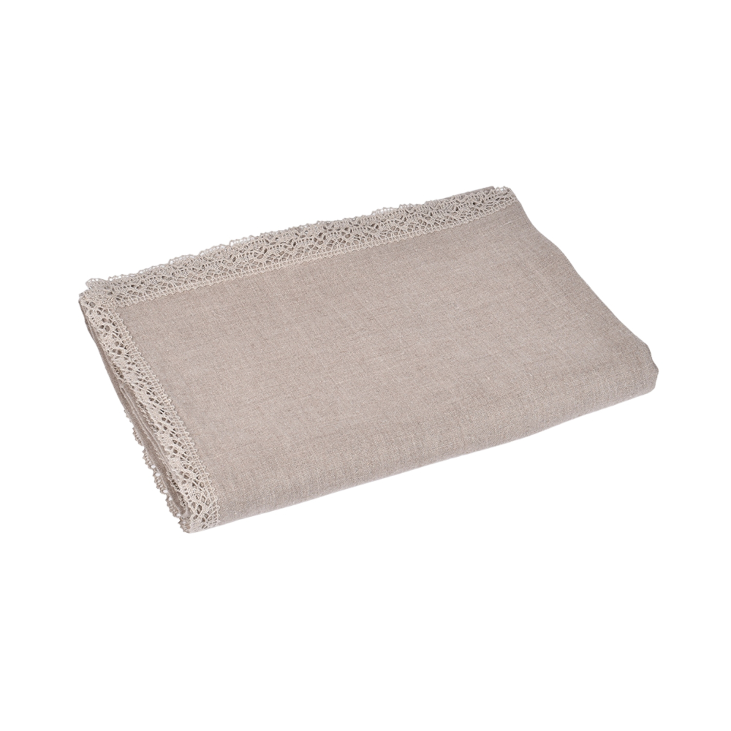 Natural colour pure linen tablecloth with lace LINAS CLASSIC, two sizes