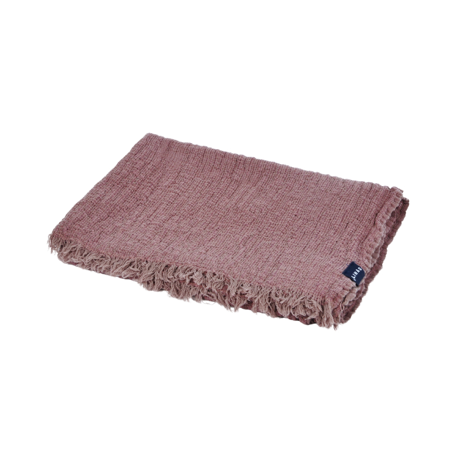 Purple color table runner with fringes FLORAISON, 60X140 cm