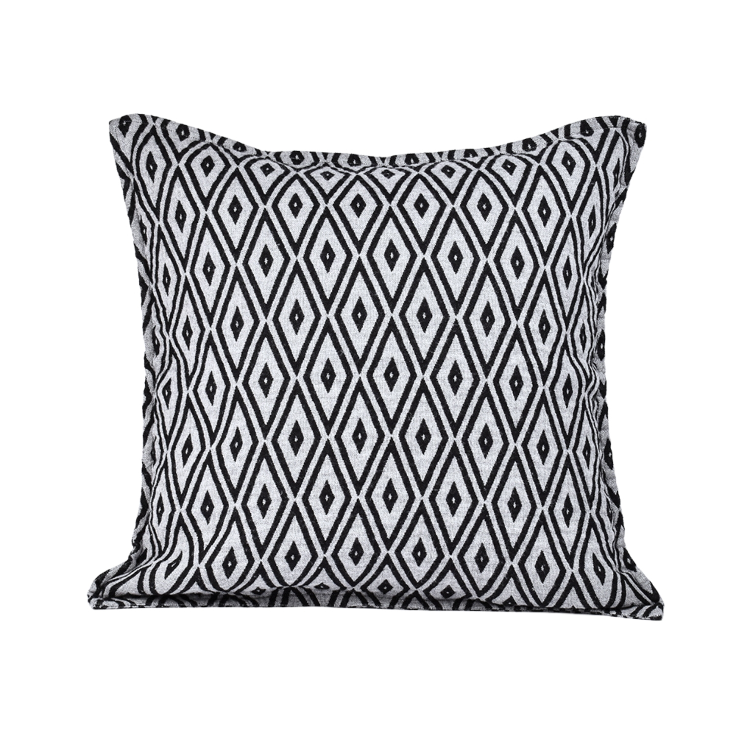 Black, rhombus patterned cushion cover with wool HARMONY, 45x45 cm