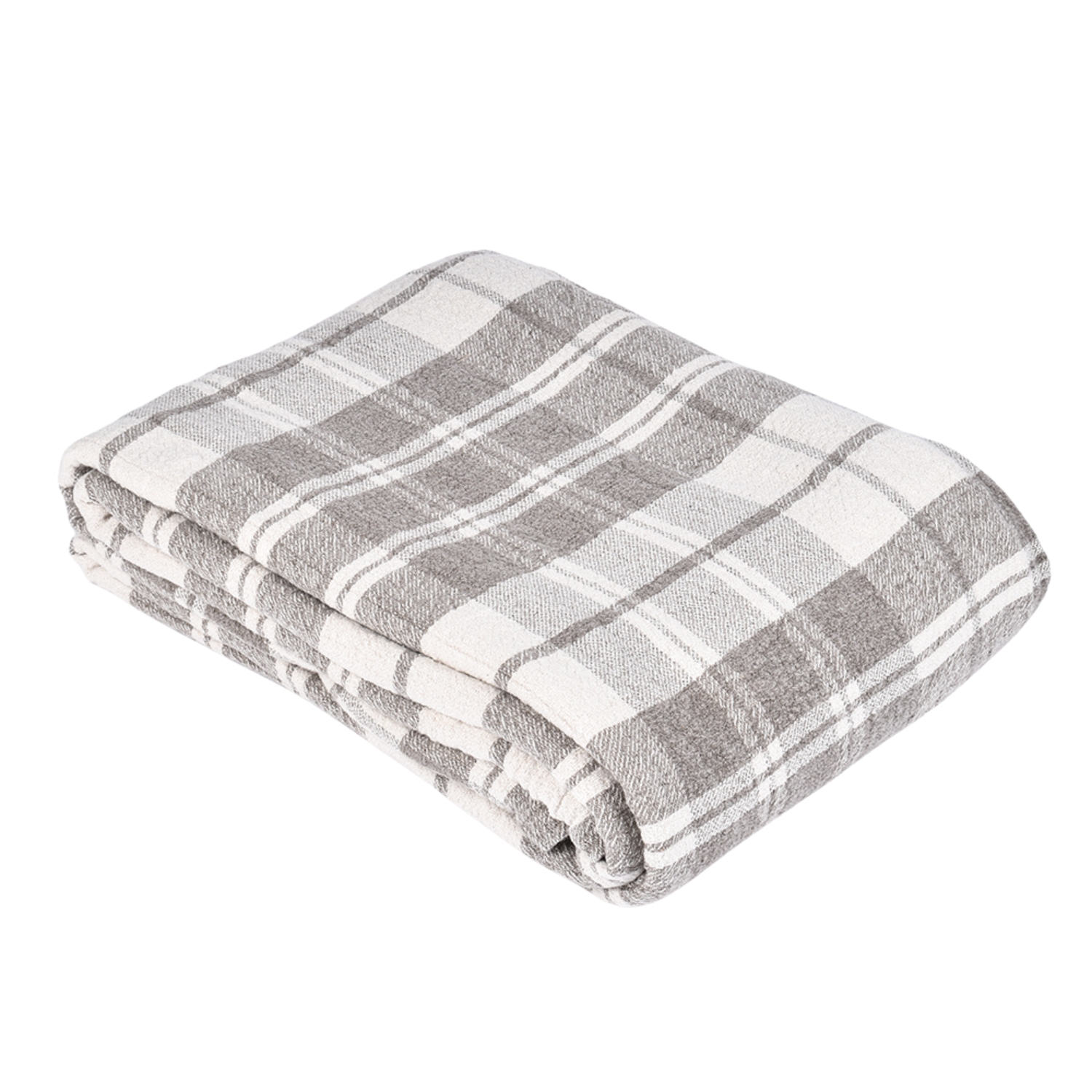 Checkered linen bed throw, 210x220 cm