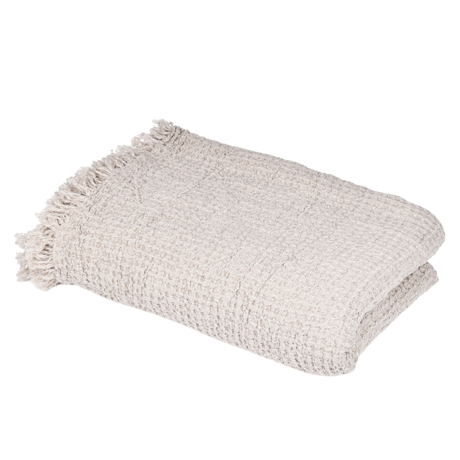 Waffle weave, natural linen color bed throw, 250x200 cm, 237 g/m²