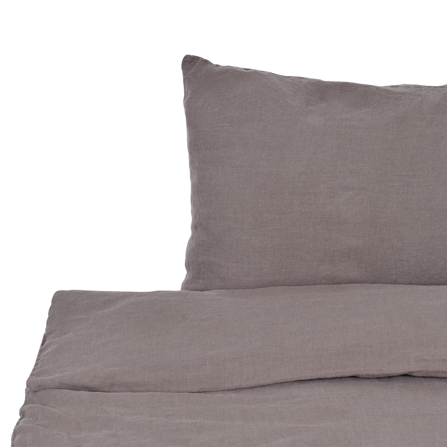 Cocoa colour washed linen bedding set, 200X220; 50X70