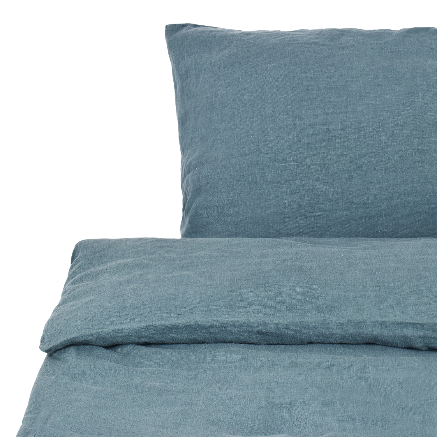 Bluish grey washed linen bedding set, 142x200; 50x70 cm.