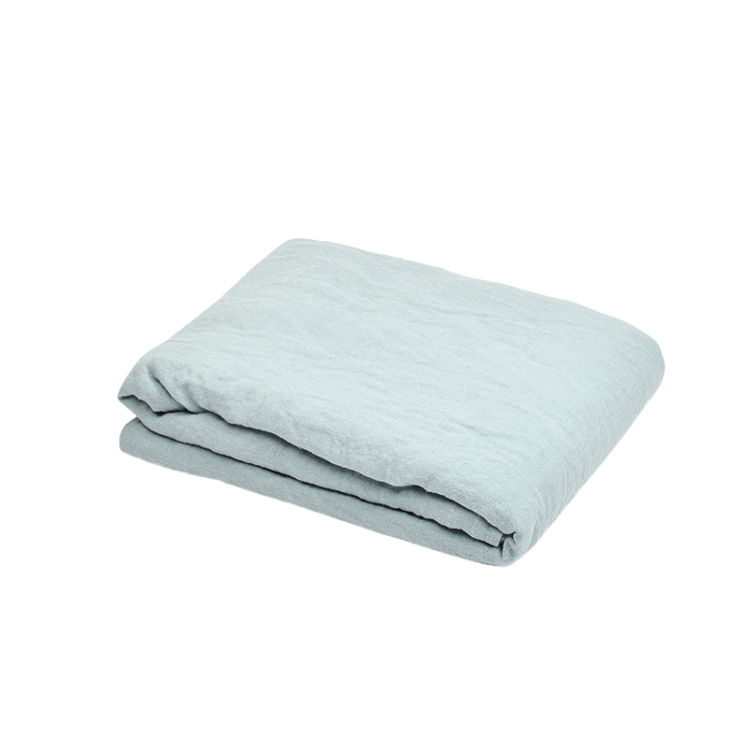 Light blue washed linen bed sheet, 225x240 cm