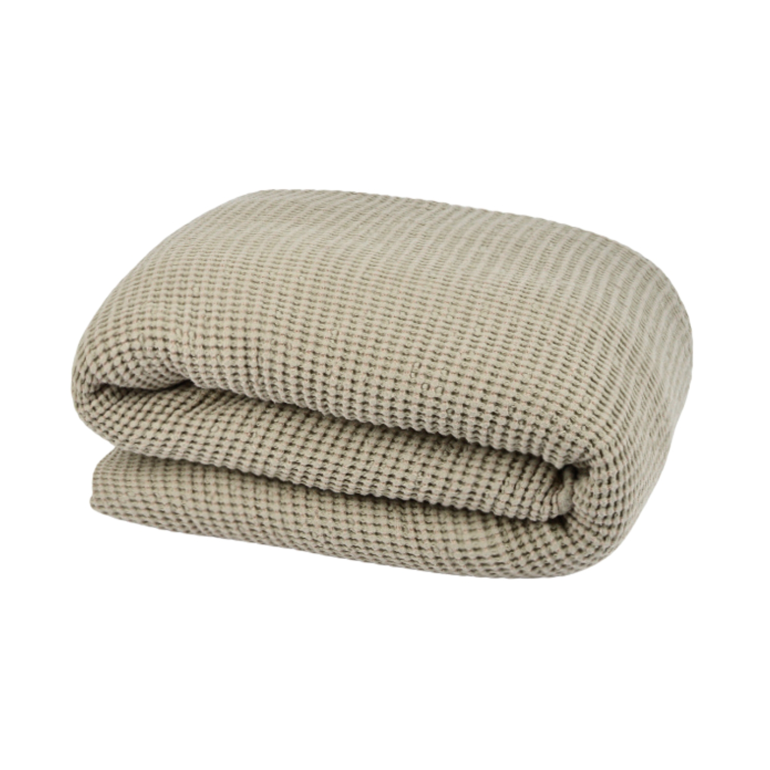 Waffle weave bed throw in natural linen colour, 215X230 cm