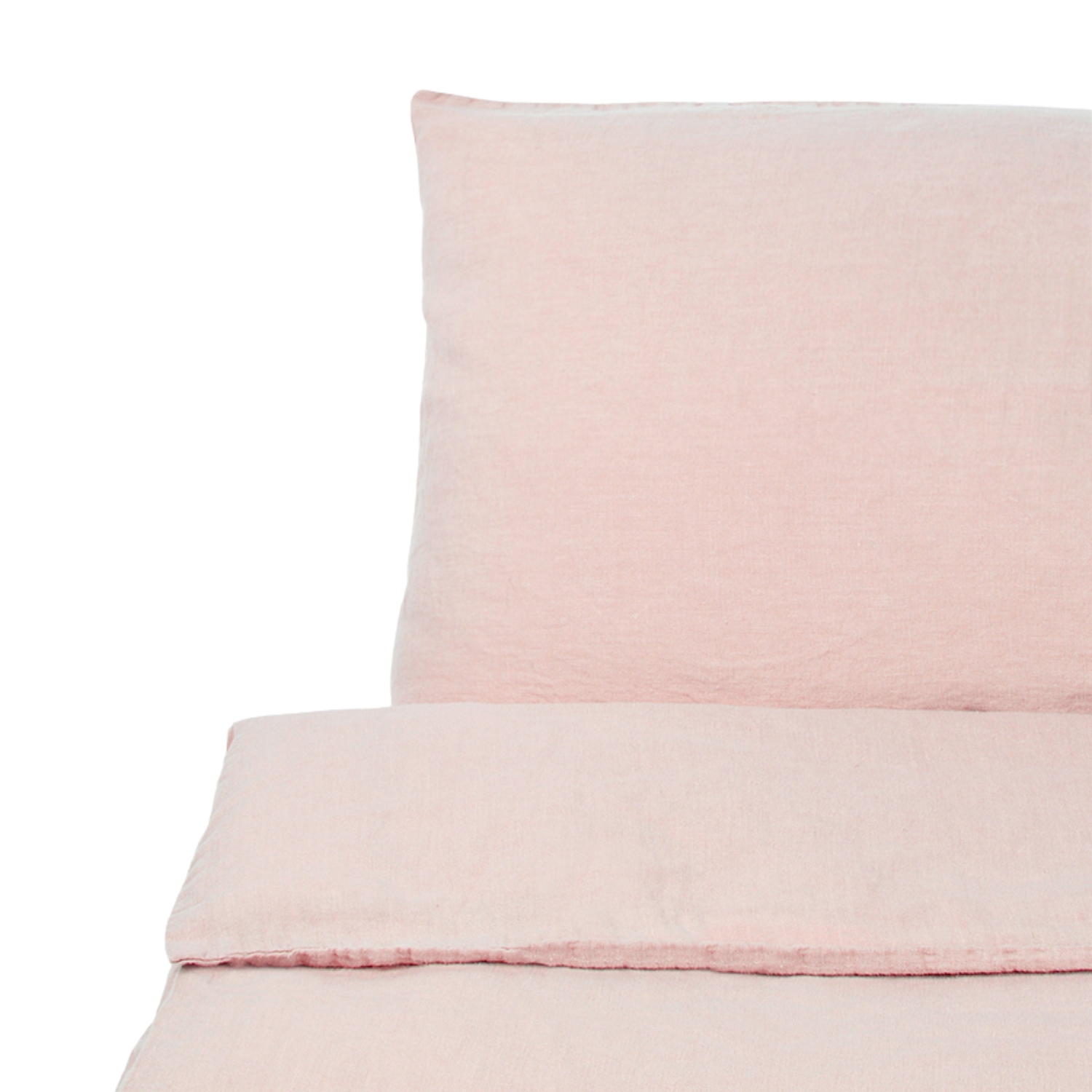 Pink washed linen bed set, 200x200; 50x70 cm.