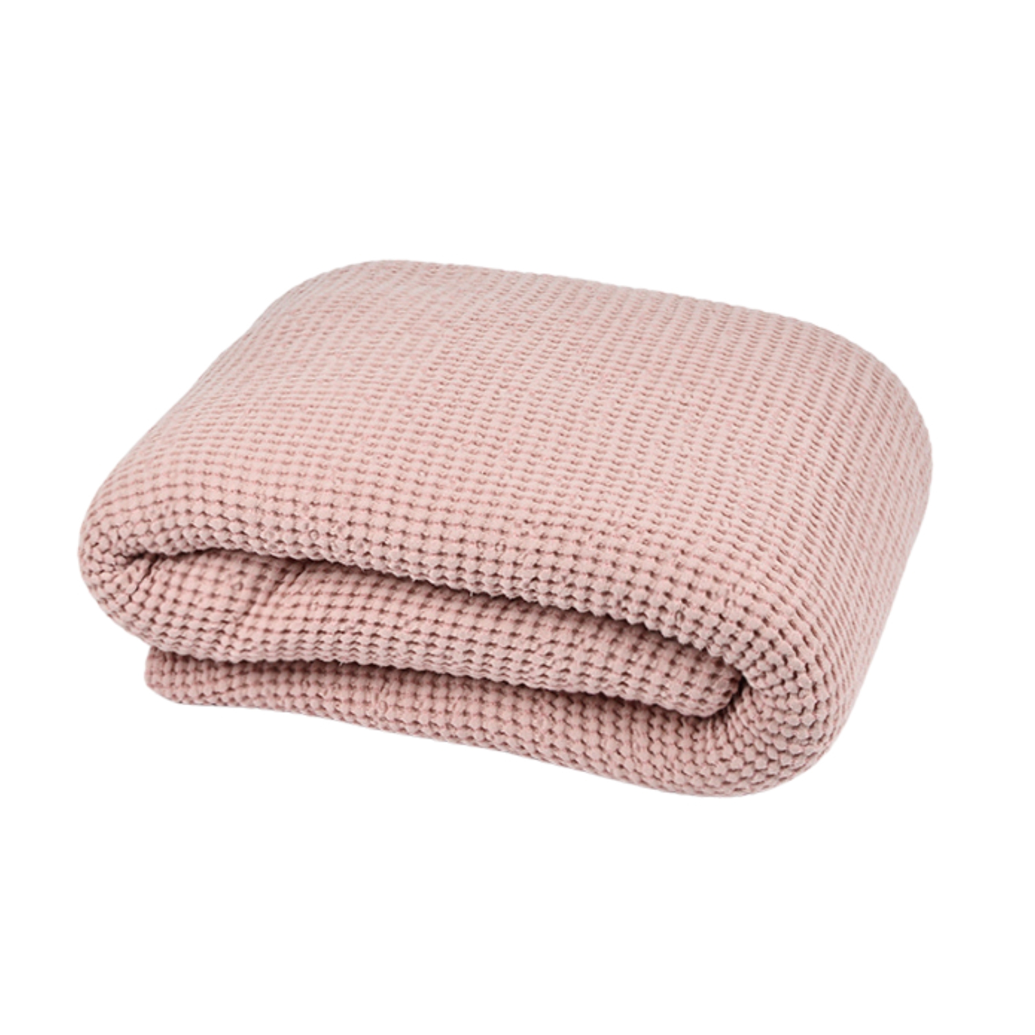 Waffle weave bed throw in pink, 215X230 cm