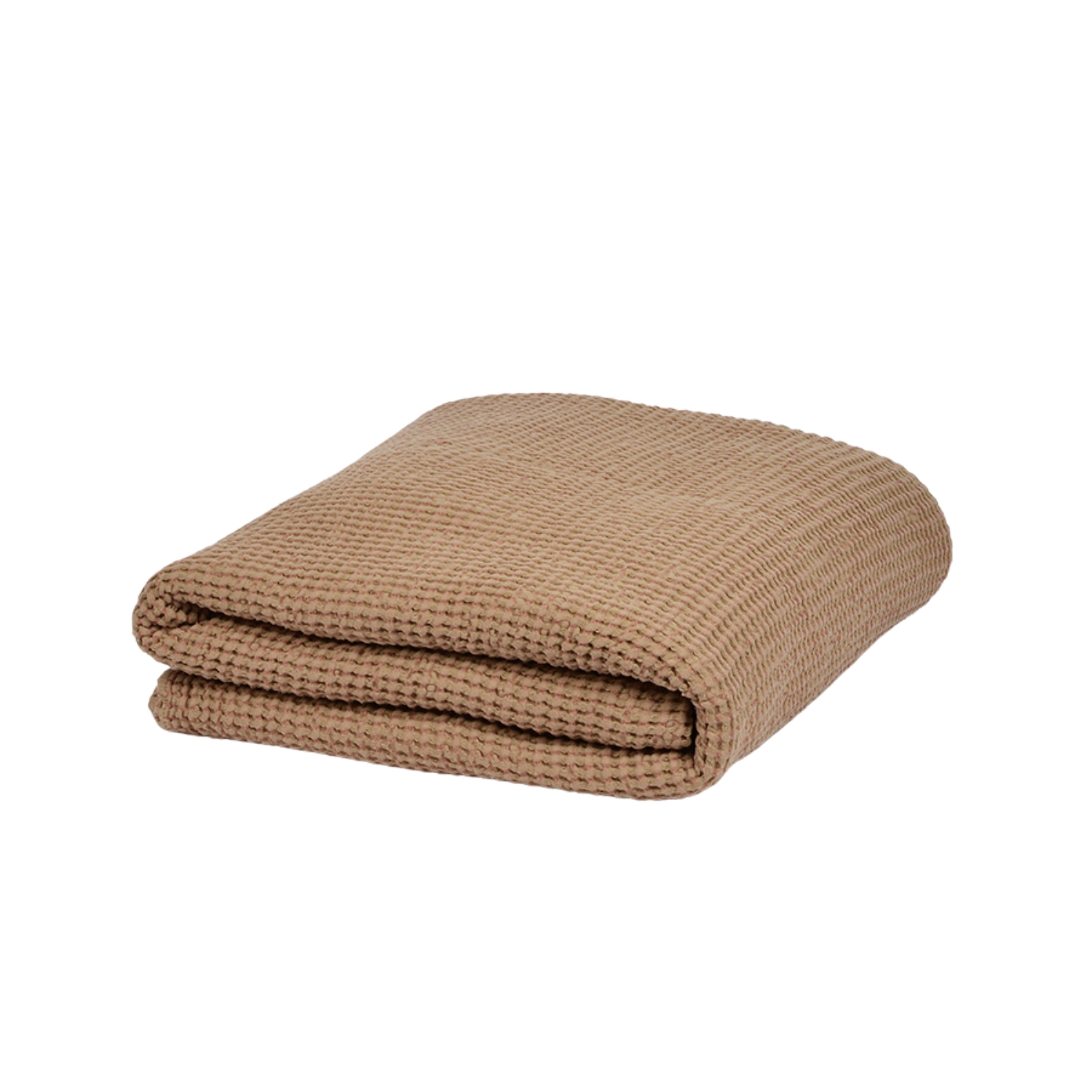 Waffle weave bed throw in brown colour, 215X230, cm