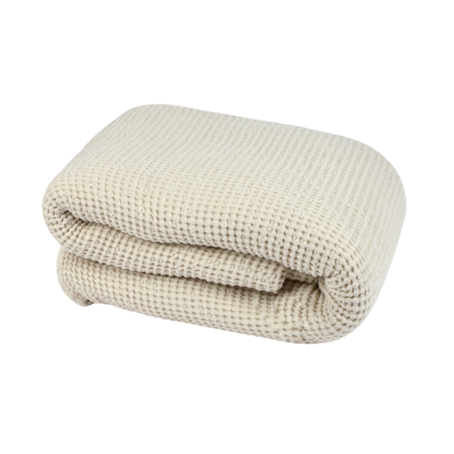 Waffle weave bed throw in ivory, 215X230 cm