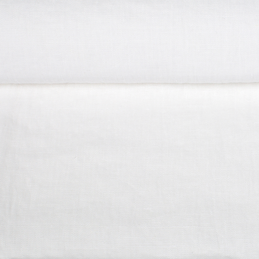 Washed linen fabric in snow white, 205 g/m²