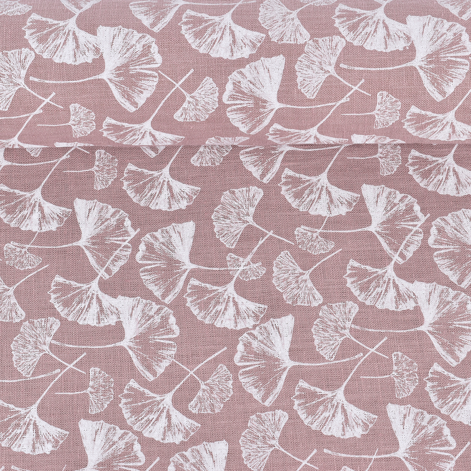 Softened dusty rose printed fabric Gink-go, 180 g/m²