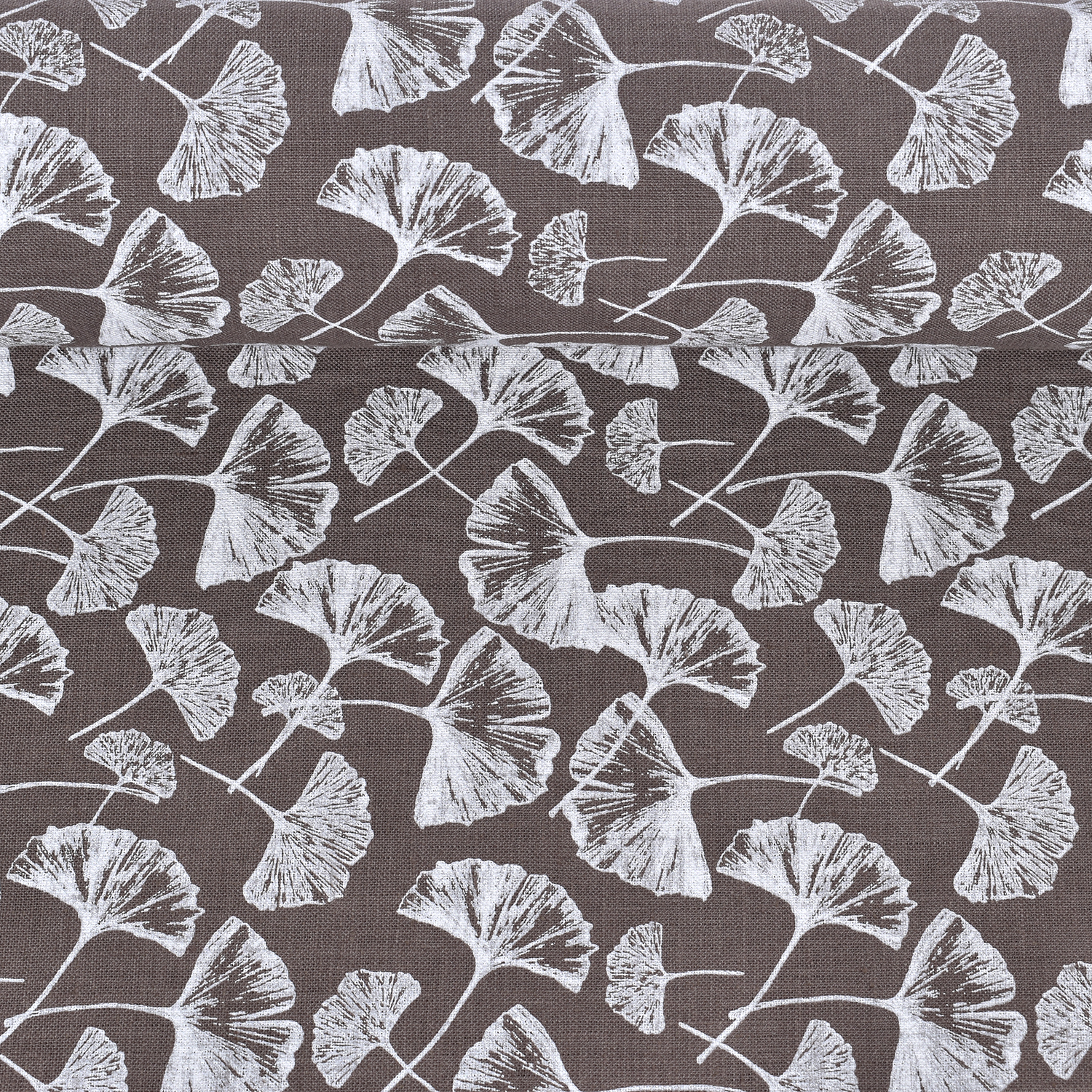 Softened brown printed fabric Gink-go, 180 g/m²