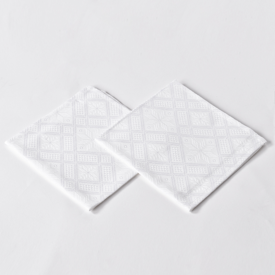 White jacquard linen napkins set Rhombus, 34X34 - 6 vnt.