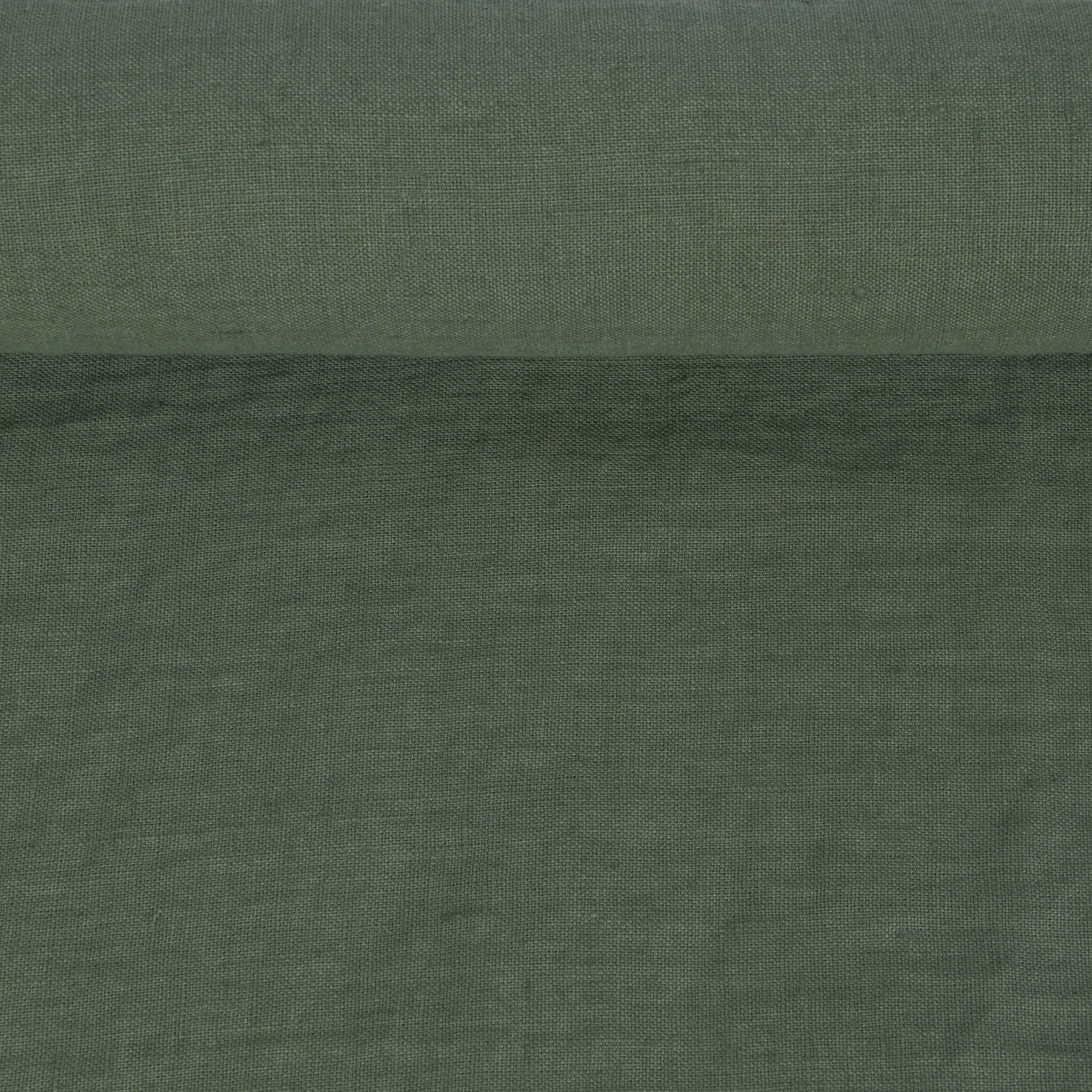 Washed moss green color linen fabric, 200 g/m²