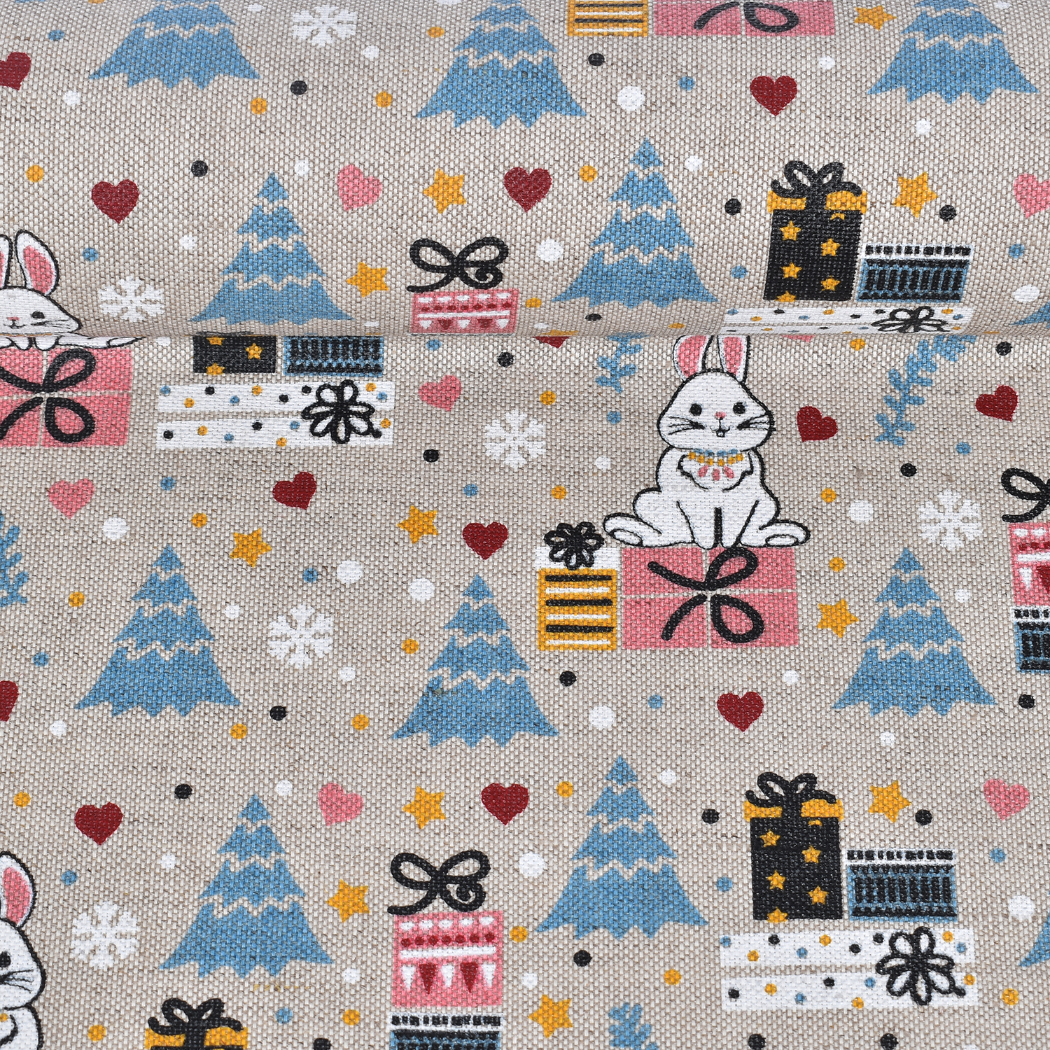 WATER-PRO fabric Christmas bunnies, 260 g/m²