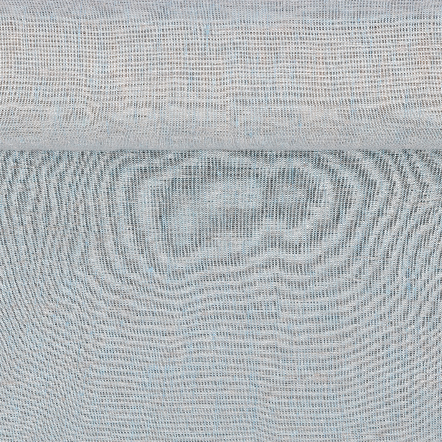 Washed melange light blue linen fabric, 130 g/m²