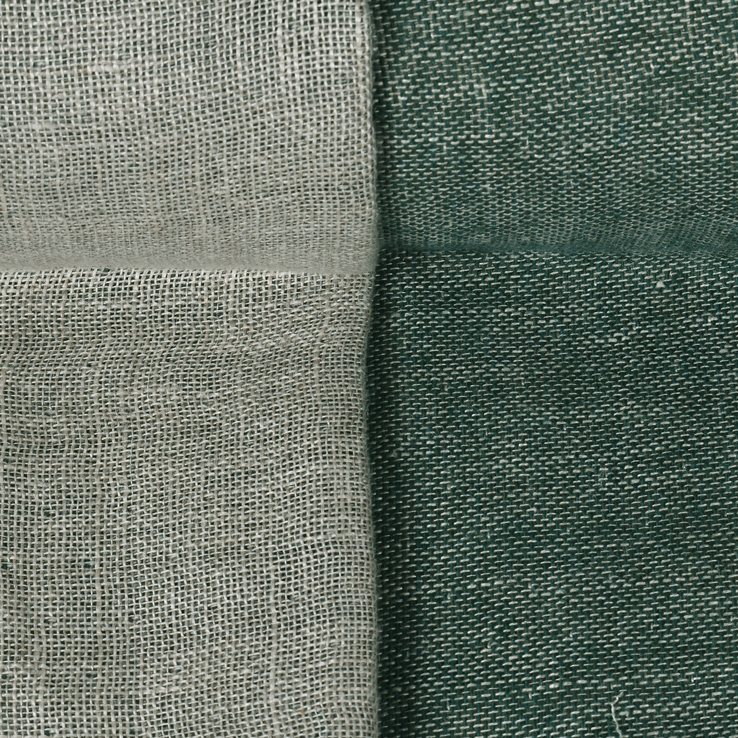 Double-sided green linen fabric with recycled yarns, 230 g/m²